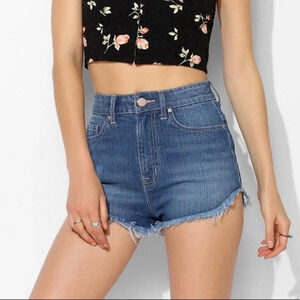 BDG Super High Rise Cheeky Raw Hem Denim Shorts 26